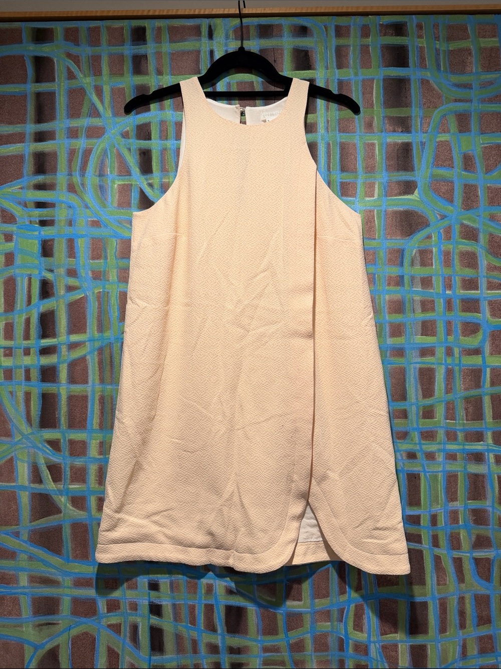 Cooperative Sleeveless Cream Textured front split Shift Dress size small